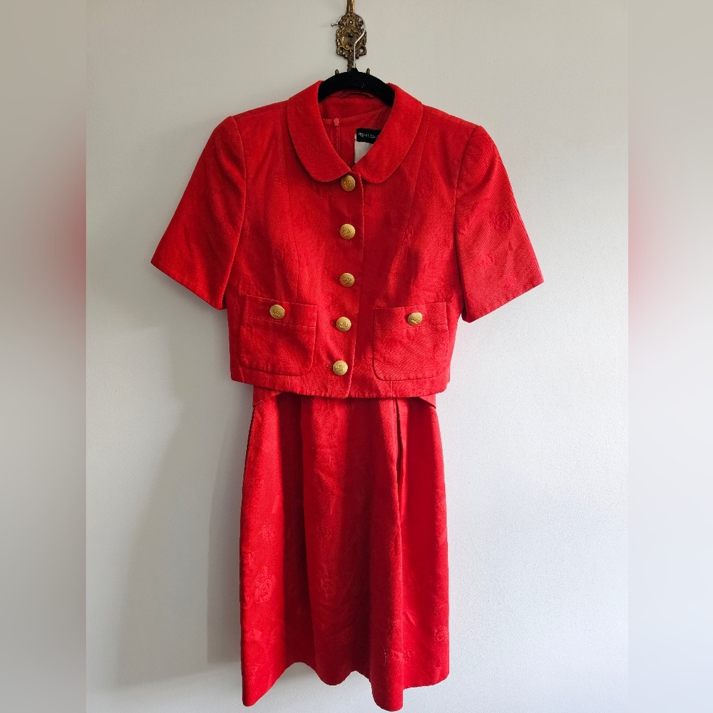 Rena Lange Dress and Short-Sleeve Blazer with Ladybug and Lipstick Print